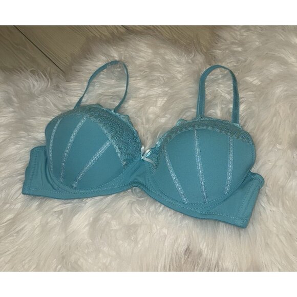 Jezebel 2915 Push Up Balconette Bra Underwire Lace Womens 36C Green - Picture 1 of 6